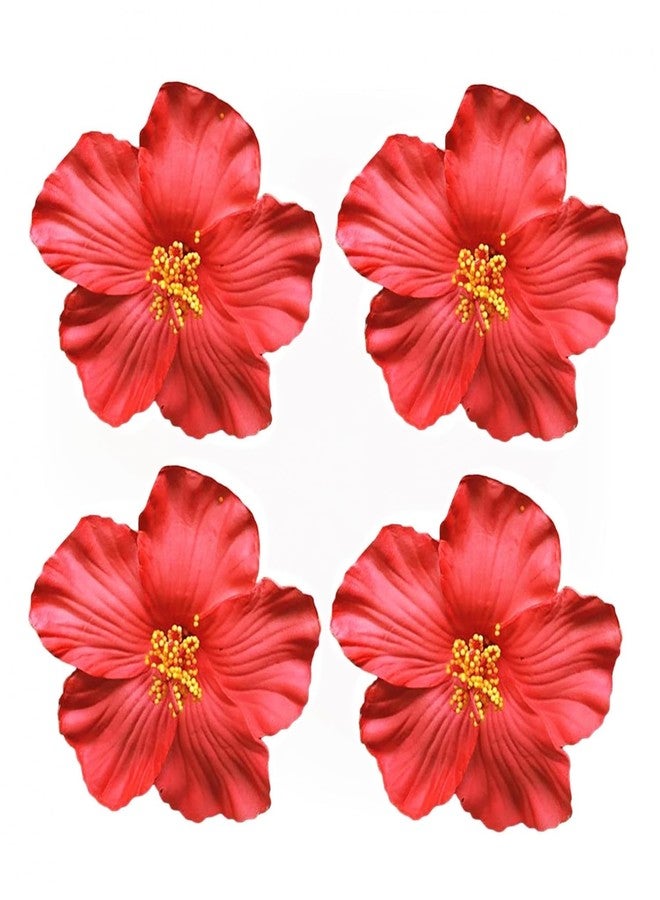 Tustao 4Pcs Red Hawaiian Flower Hair Clip for Women Girls Fashion Bohemian Flowers Hair Accessory for Dancer Bridal Wedding Beach Party Clips and Barrettes Hair Accessories 8cm - Image 1